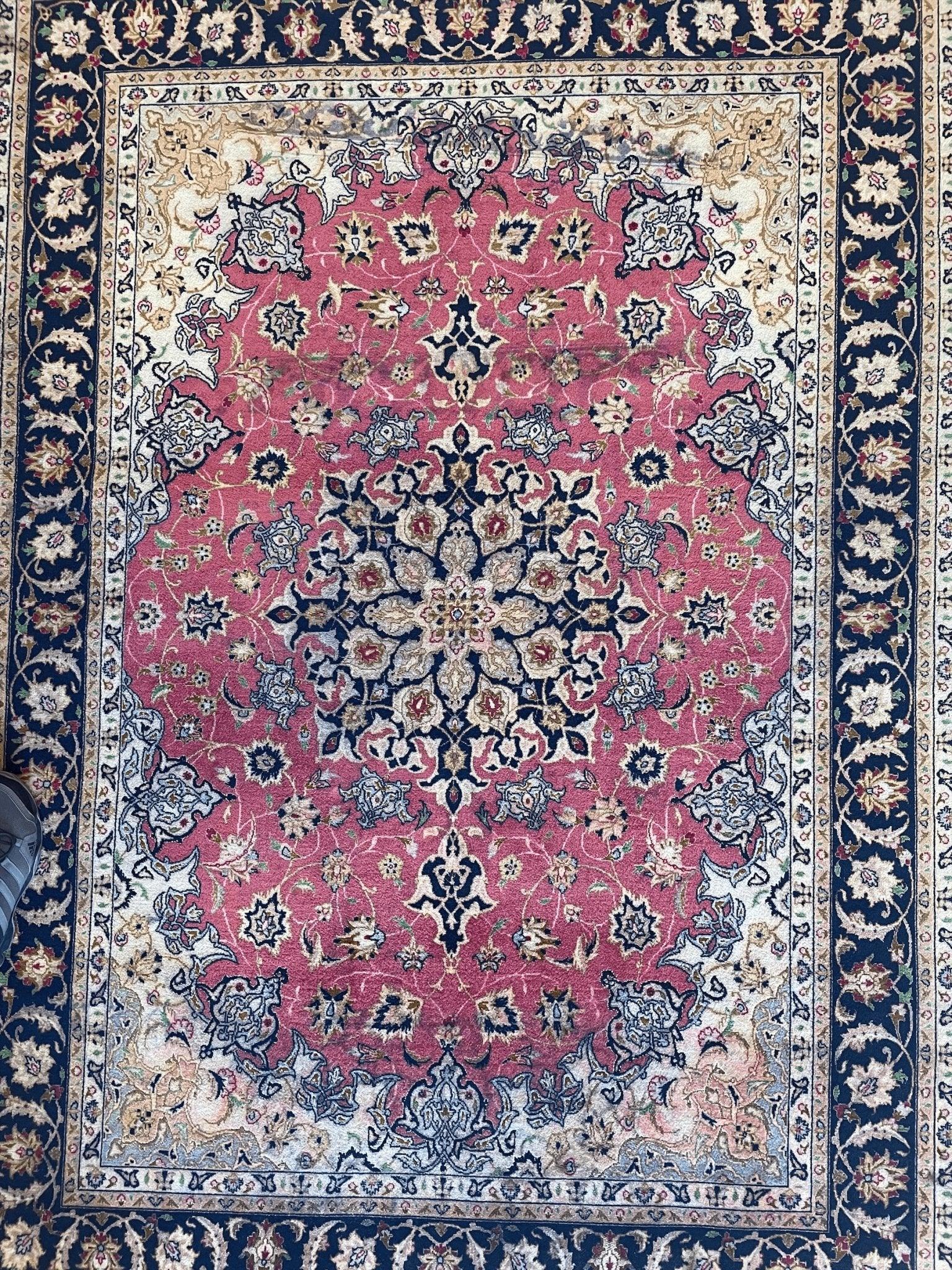 Fine Weave Vintage Wool and Silk Tabriz Rug 7 x 4'10''