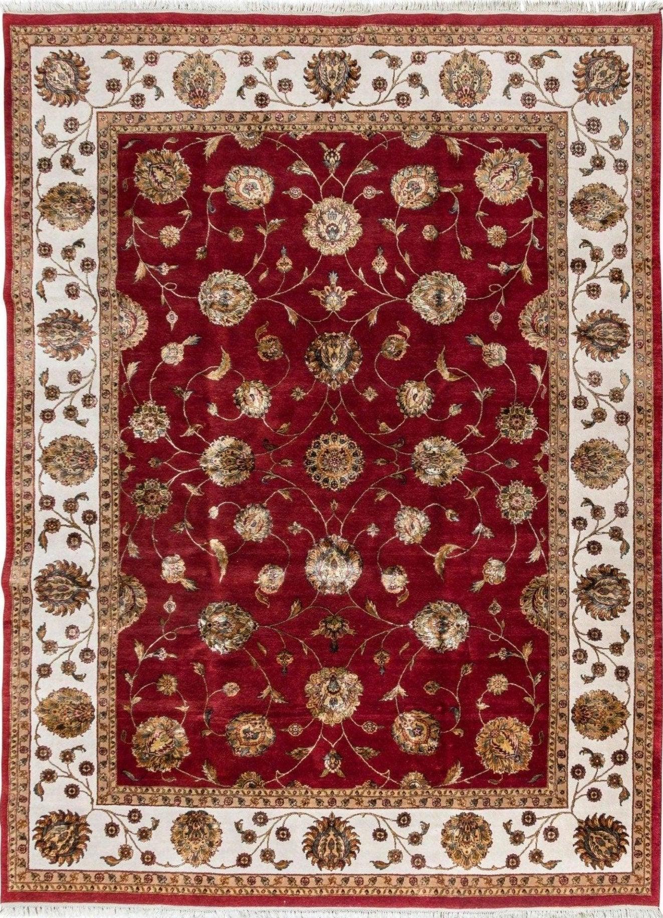 Fine Wool and Silk Agra Area Rug 12x9 Ft