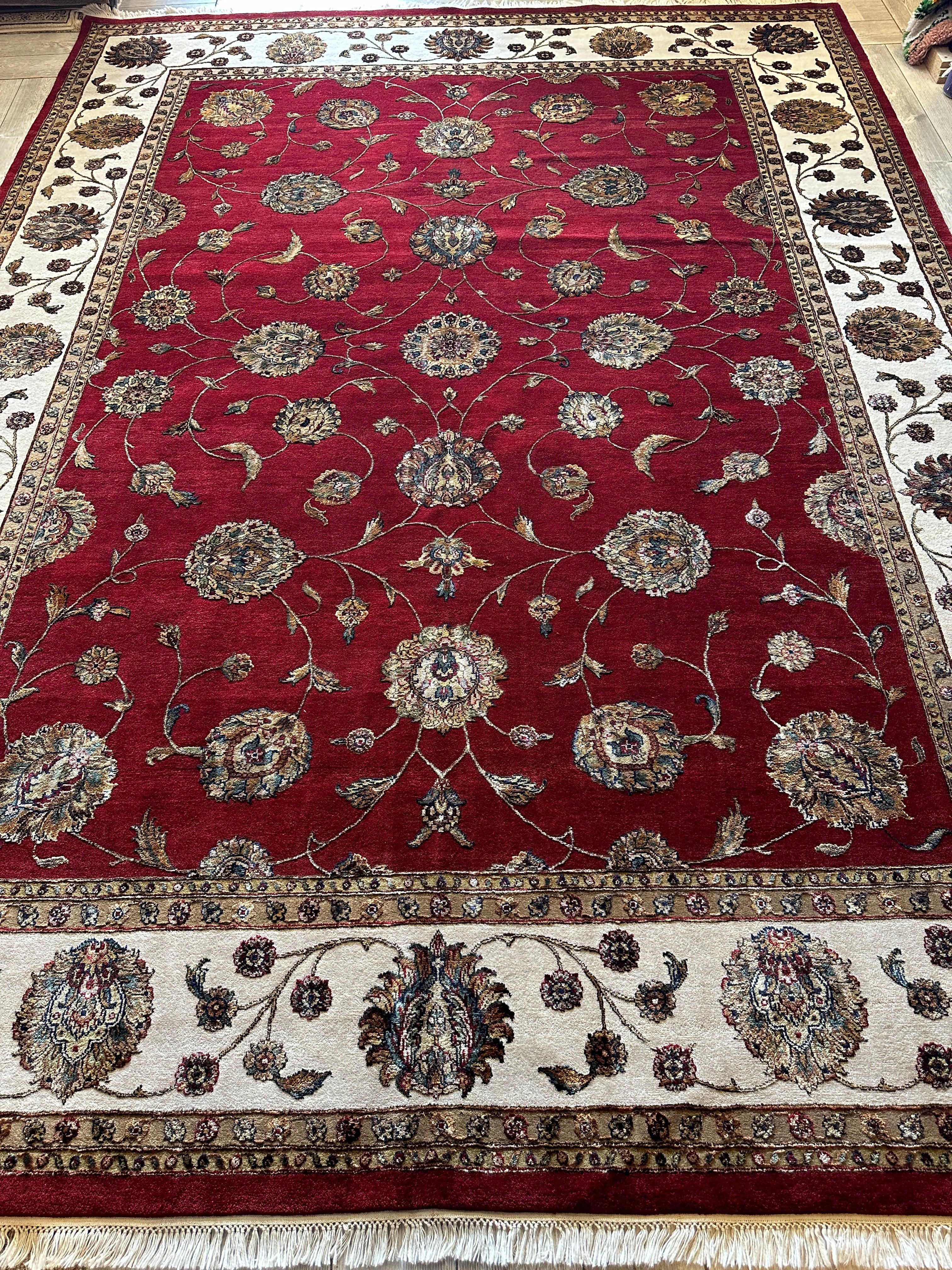 Fine Wool and Silk Agra Area Rug 12x9 Ft