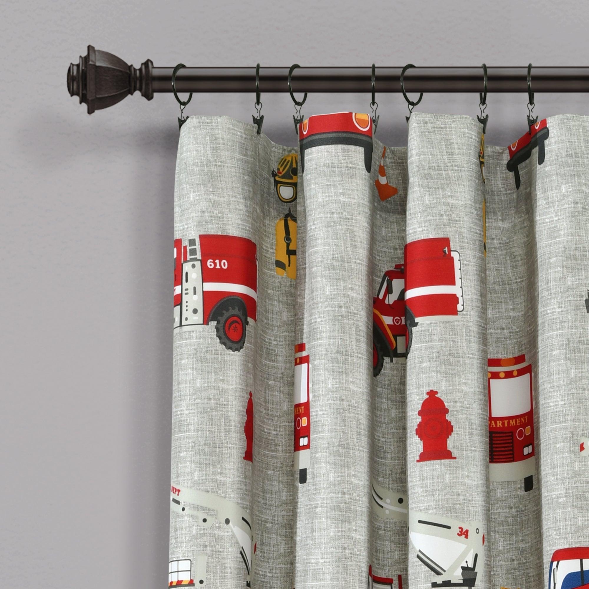 Fire Truck Window Curtain Panel Set