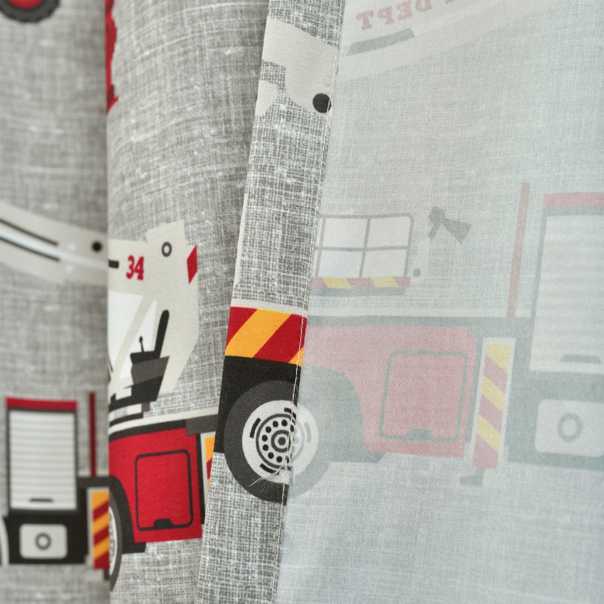 Fire Truck Window Curtain Panel Set