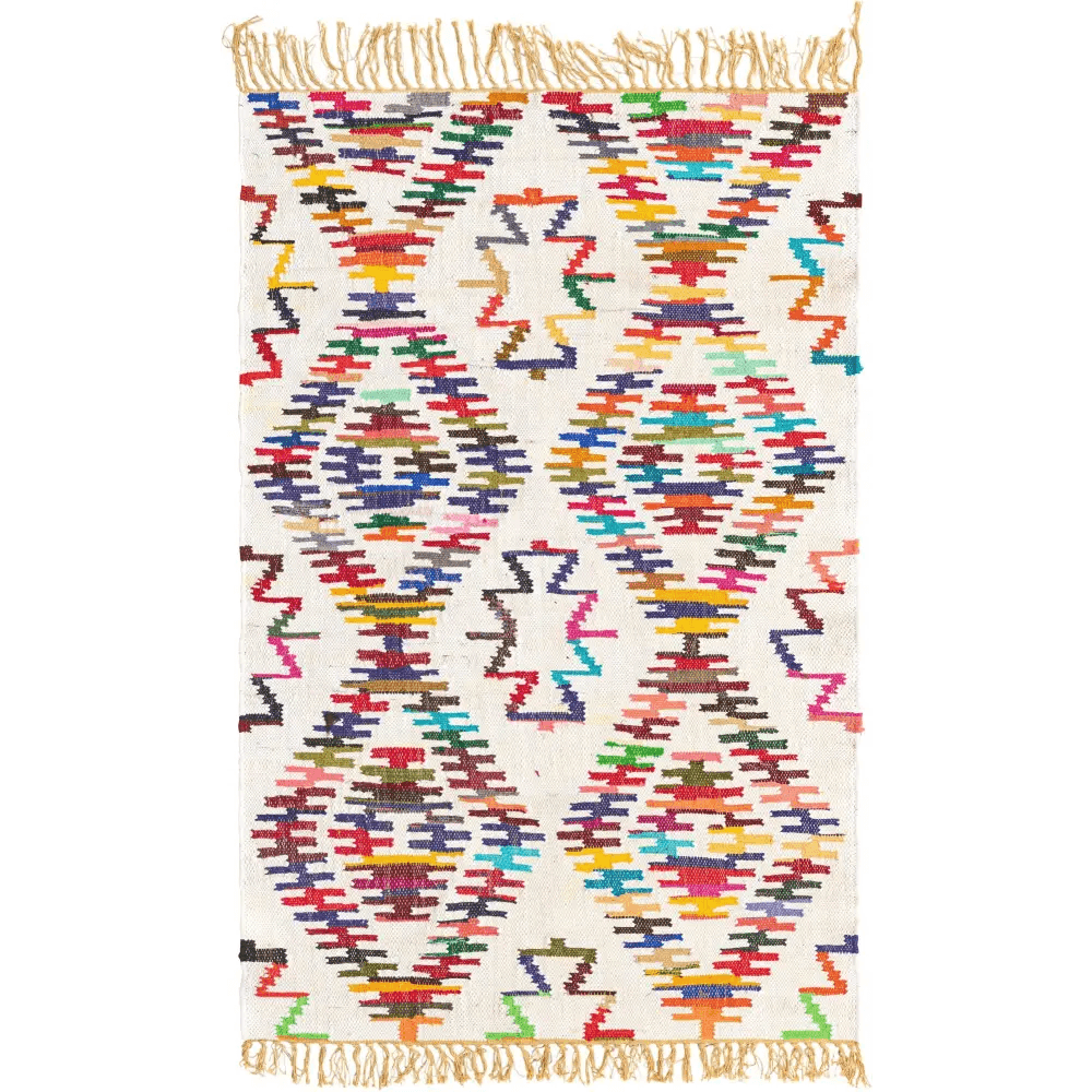 Geometric chindi trellis rug