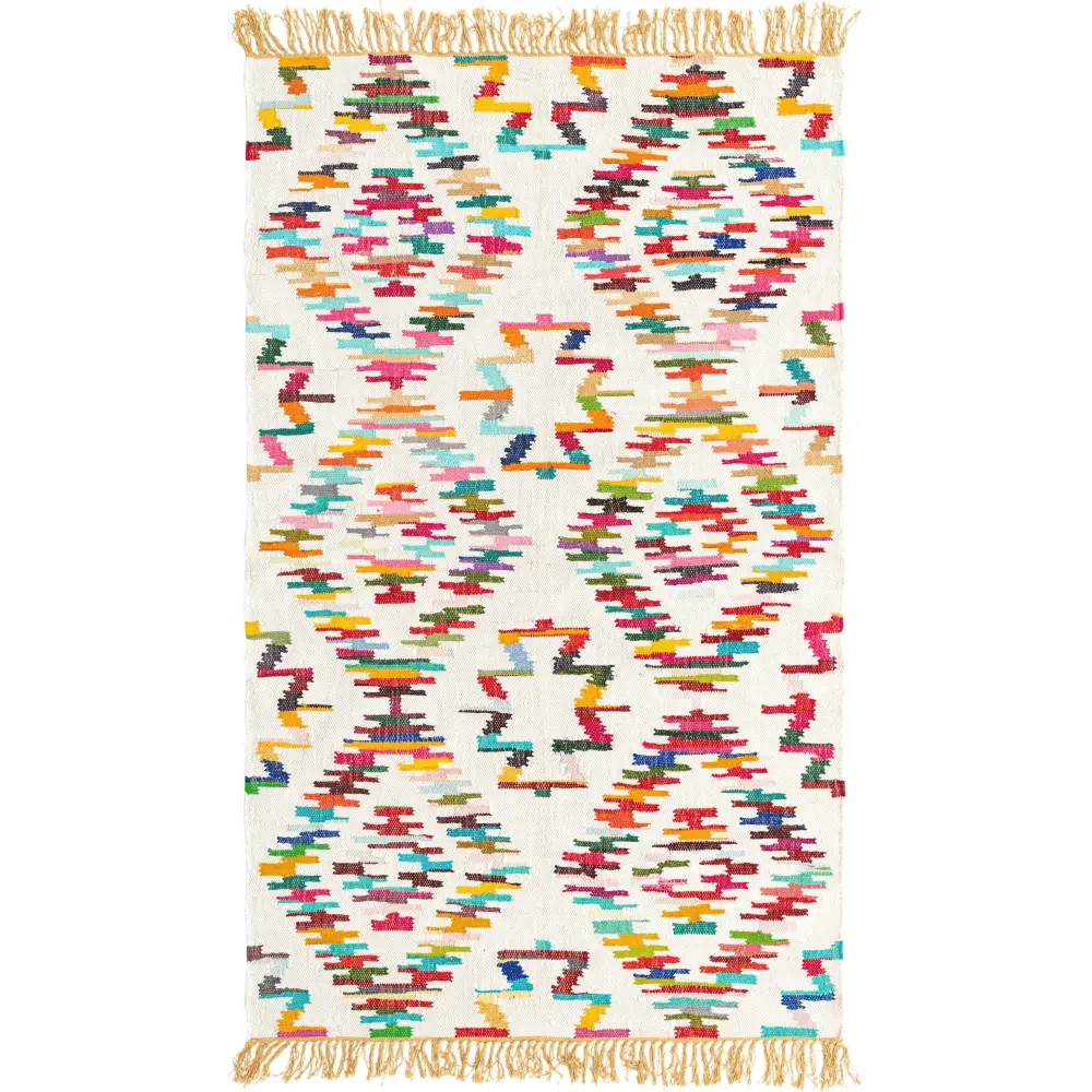 Geometric chindi trellis rug