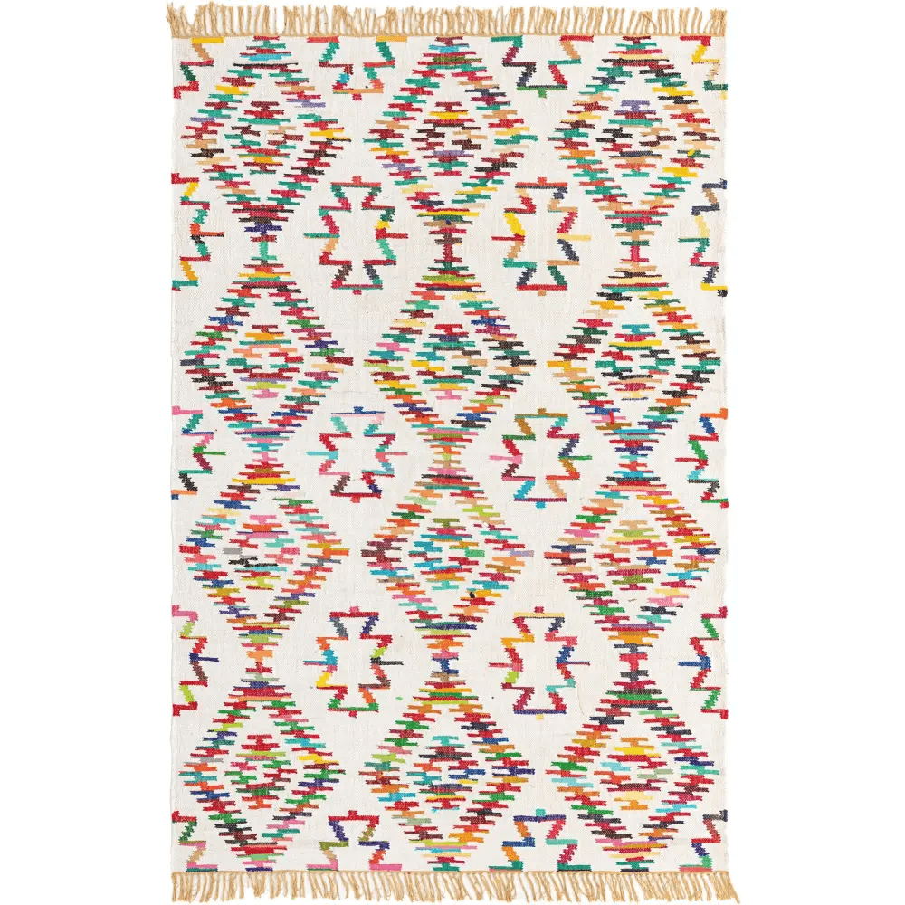 Geometric chindi trellis rug