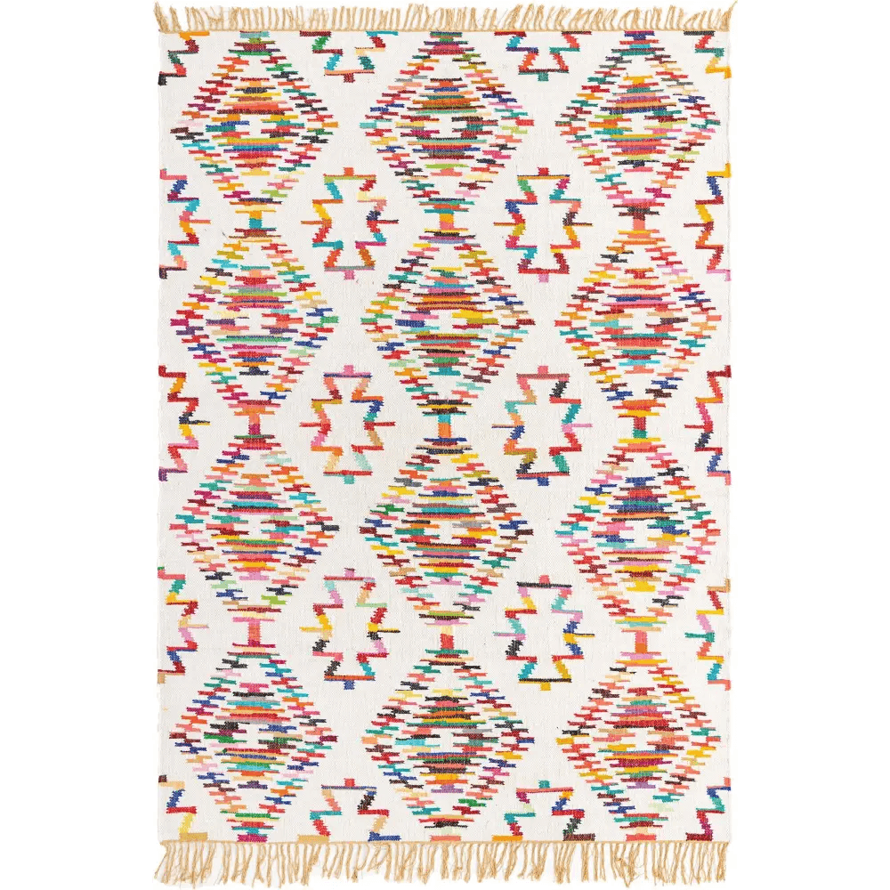 Geometric chindi trellis rug