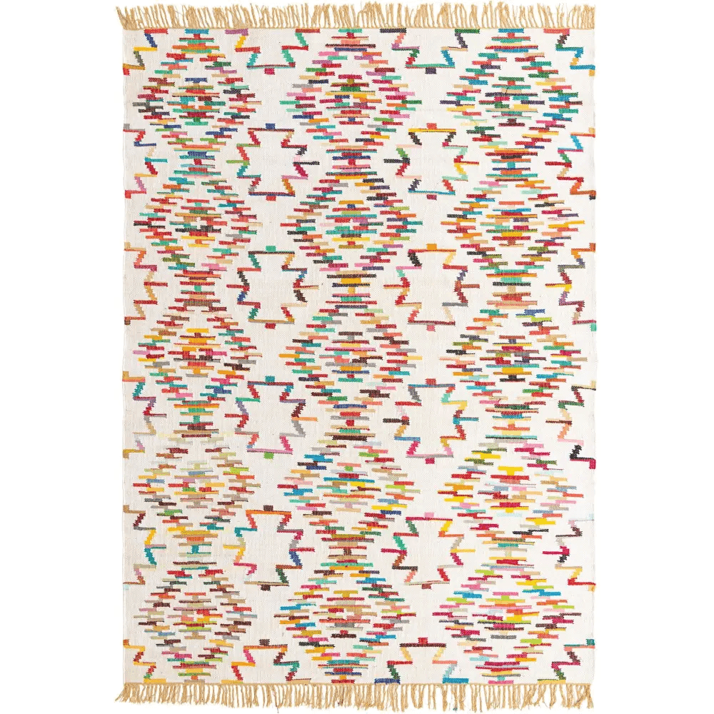 Geometric chindi trellis rug