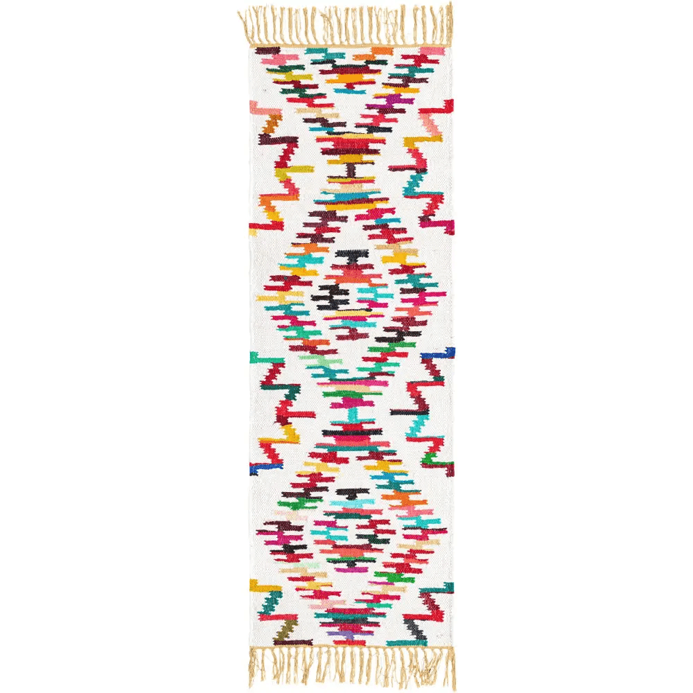 Geometric chindi trellis rug