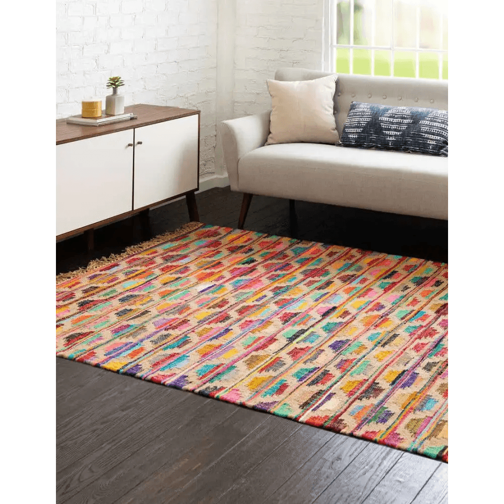 Geometric chindi trellis rug