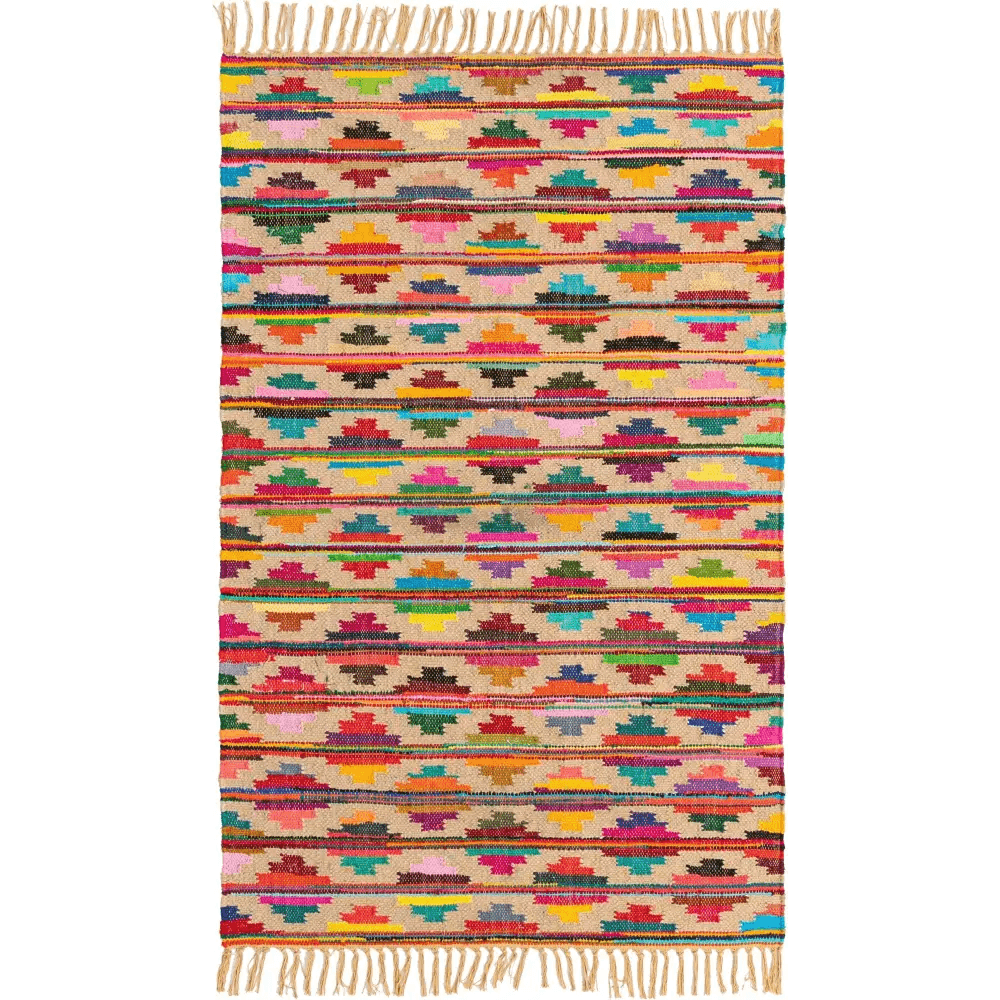 Geometric chindi trellis rug