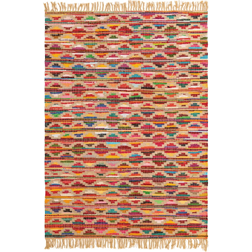 Geometric chindi trellis rug