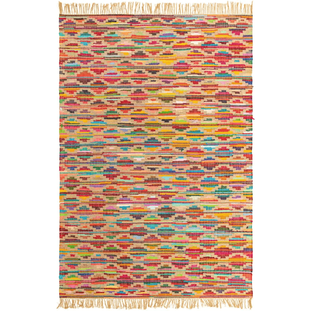 Geometric chindi trellis rug