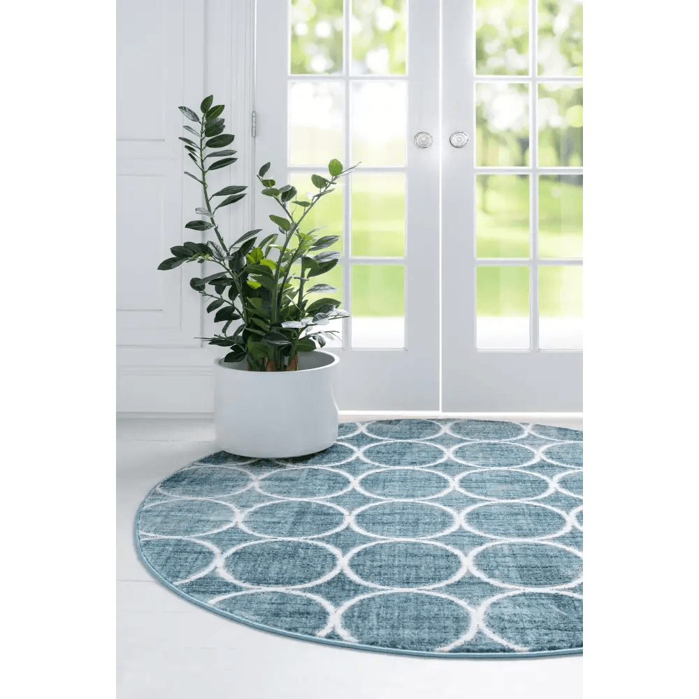 Geometric matrix trellis dots rug