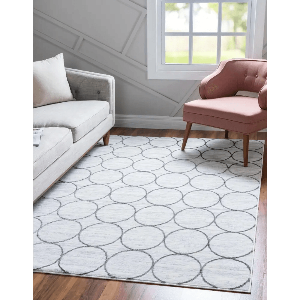 Geometric matrix trellis dots rug