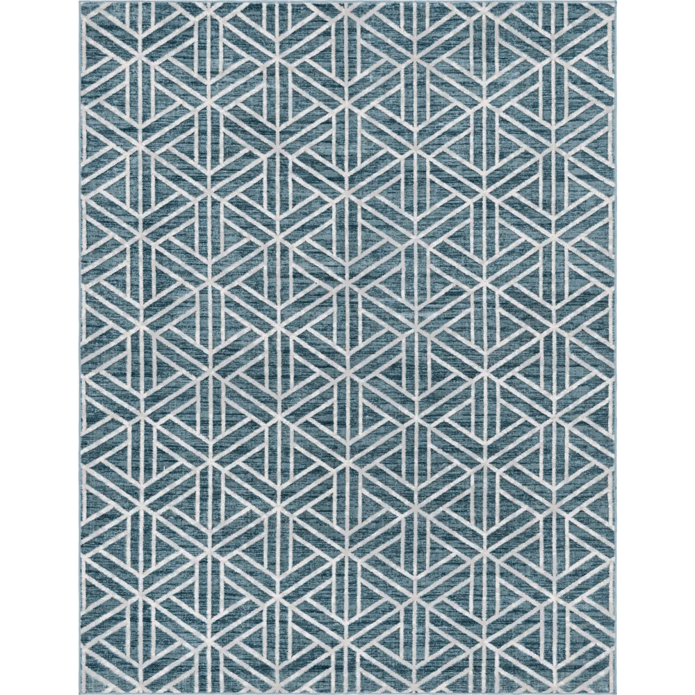 Geometric matrix trellis motif rug