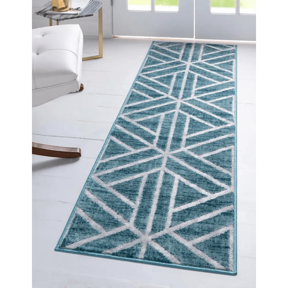 Geometric matrix trellis motif rug