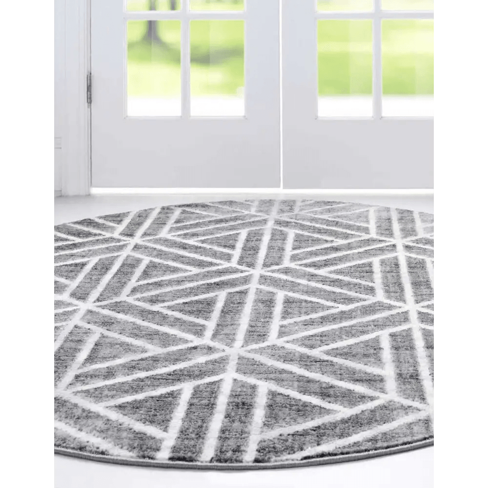 Geometric matrix trellis motif rug