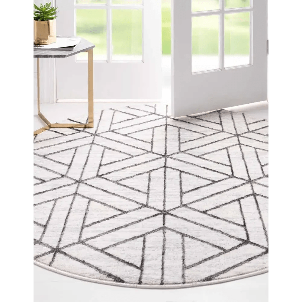 Geometric matrix trellis motif rug