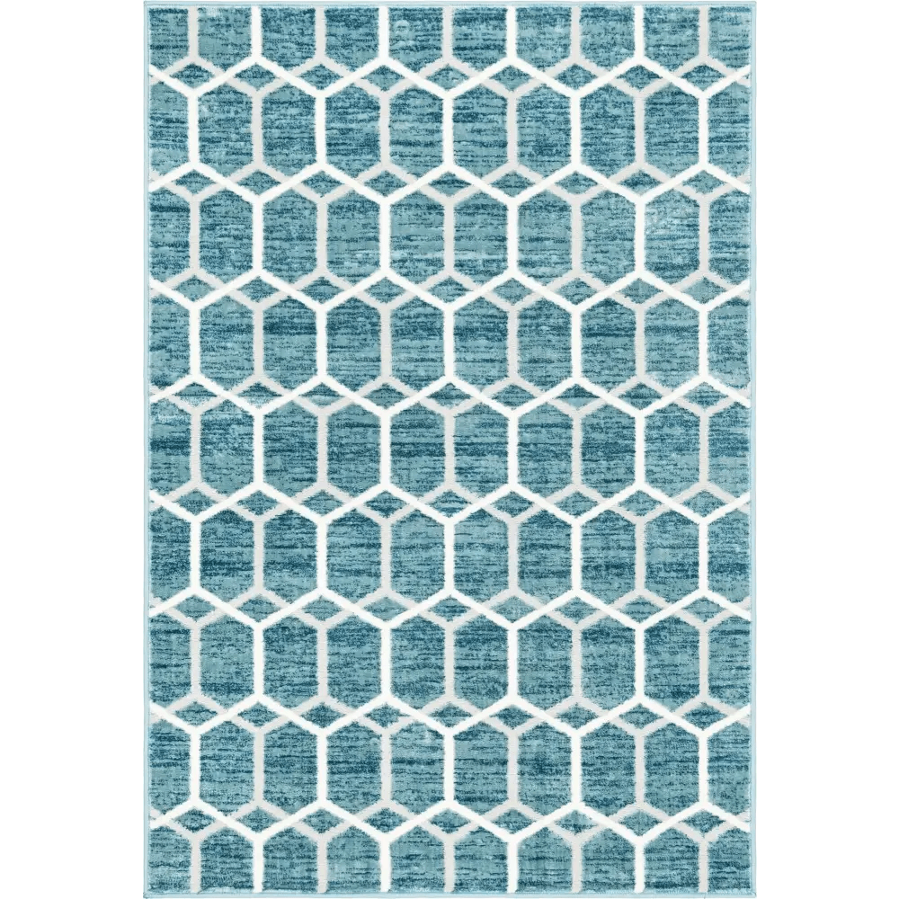 Geometric matrix trellis tile rug