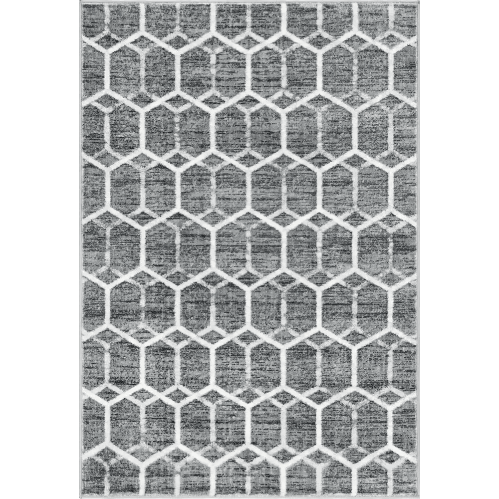 Geometric matrix trellis tile rug