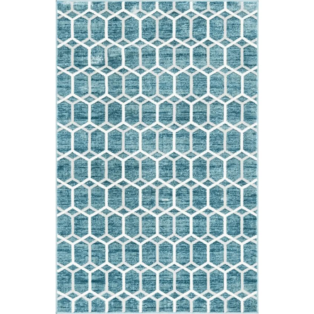 Geometric matrix trellis tile rug