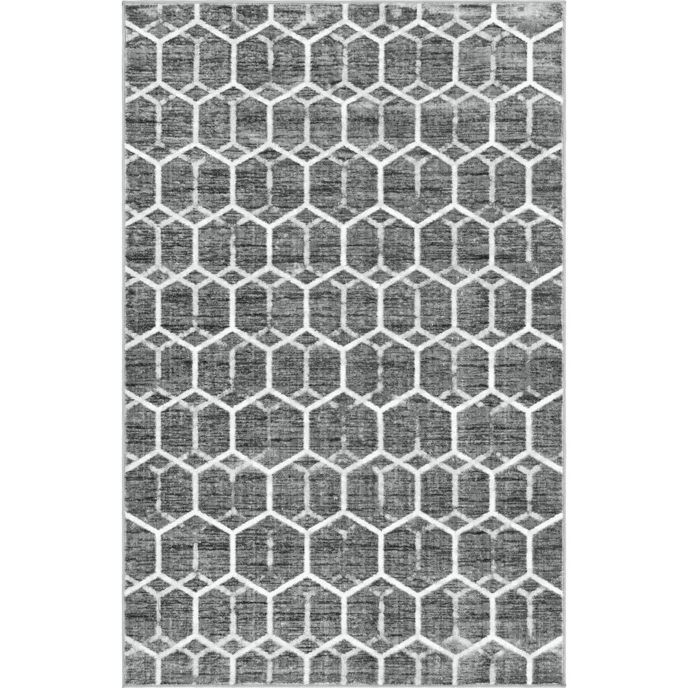 Geometric matrix trellis tile rug