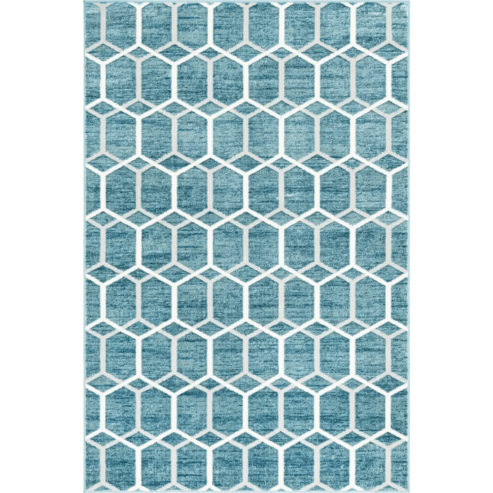 Geometric matrix trellis tile rug