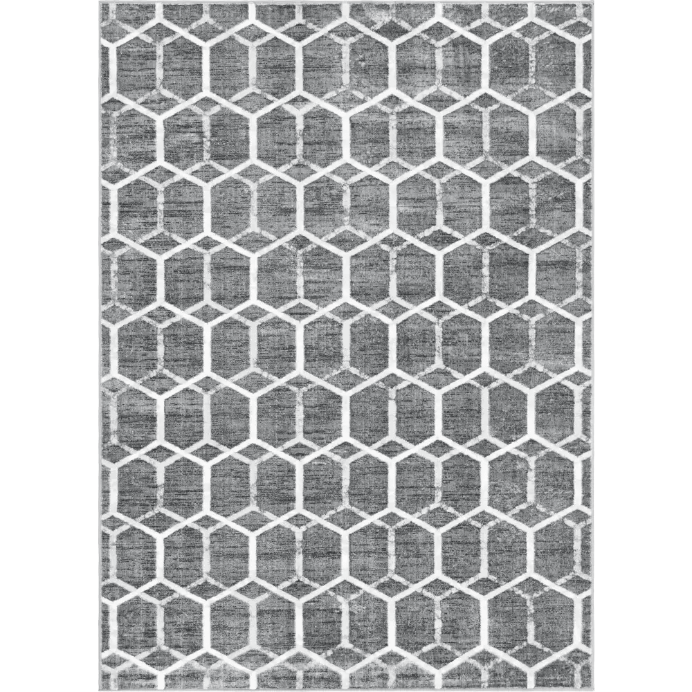 Geometric matrix trellis tile rug