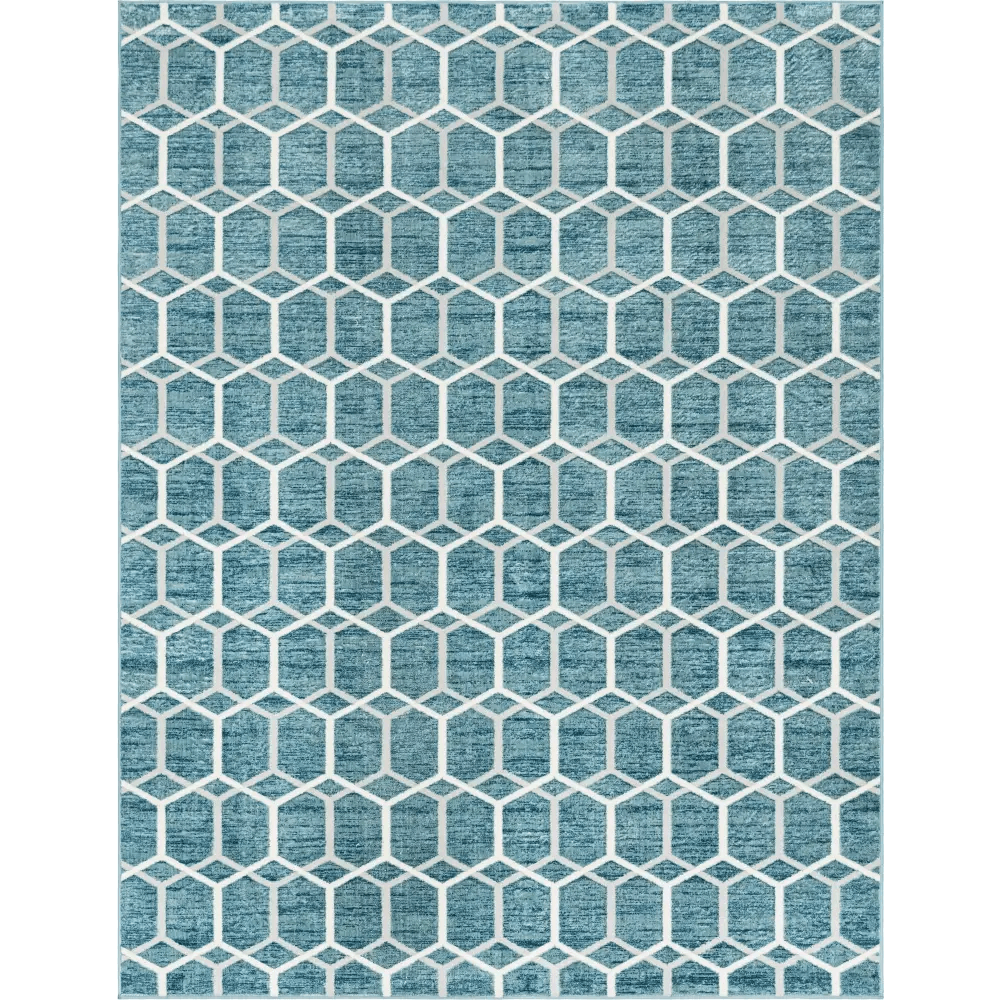 Geometric matrix trellis tile rug