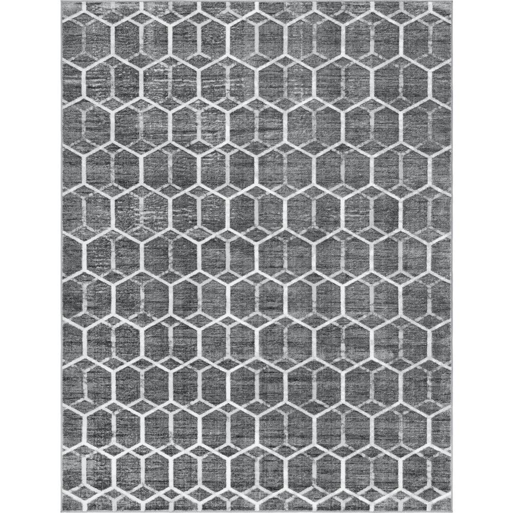 Geometric matrix trellis tile rug