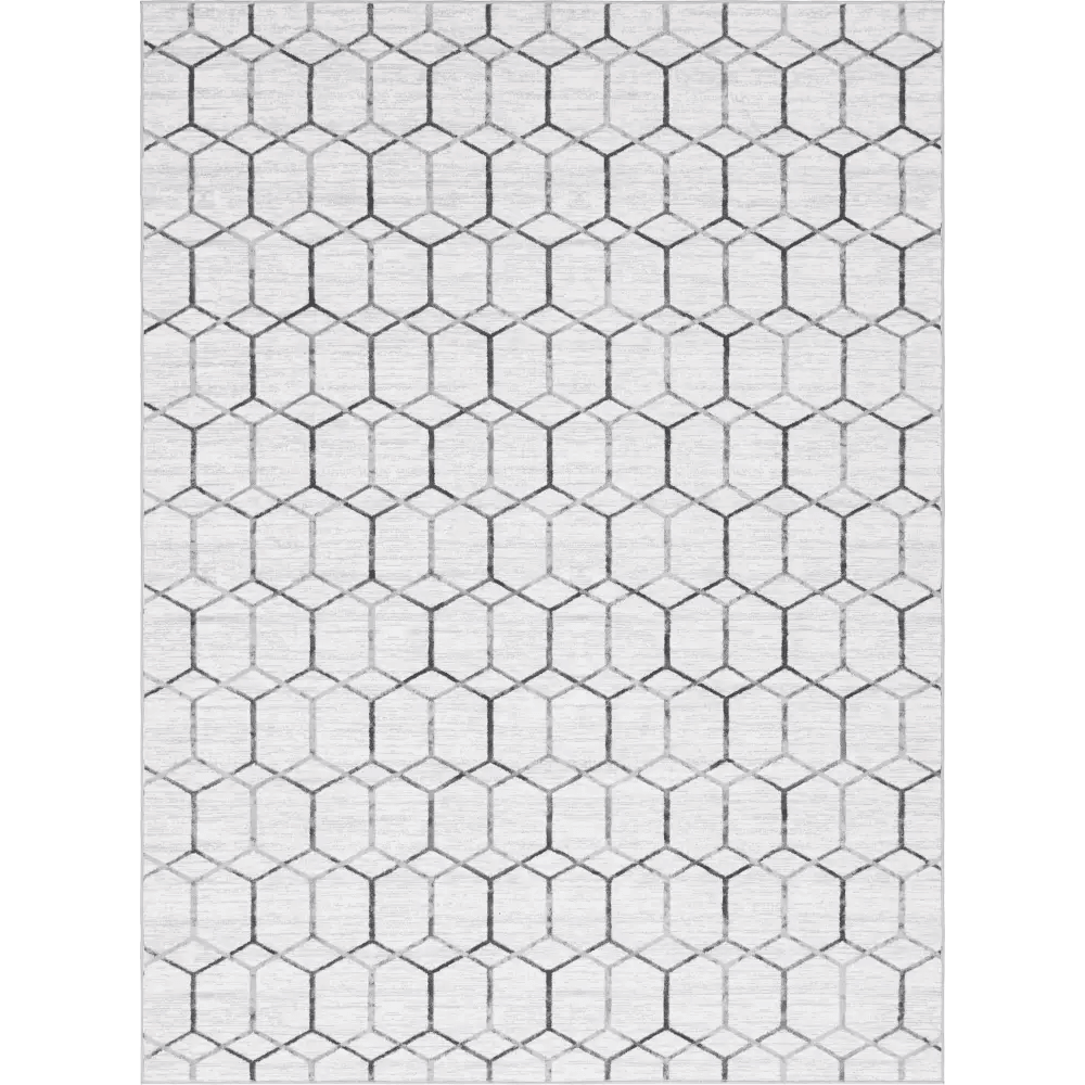 Geometric matrix trellis tile rug