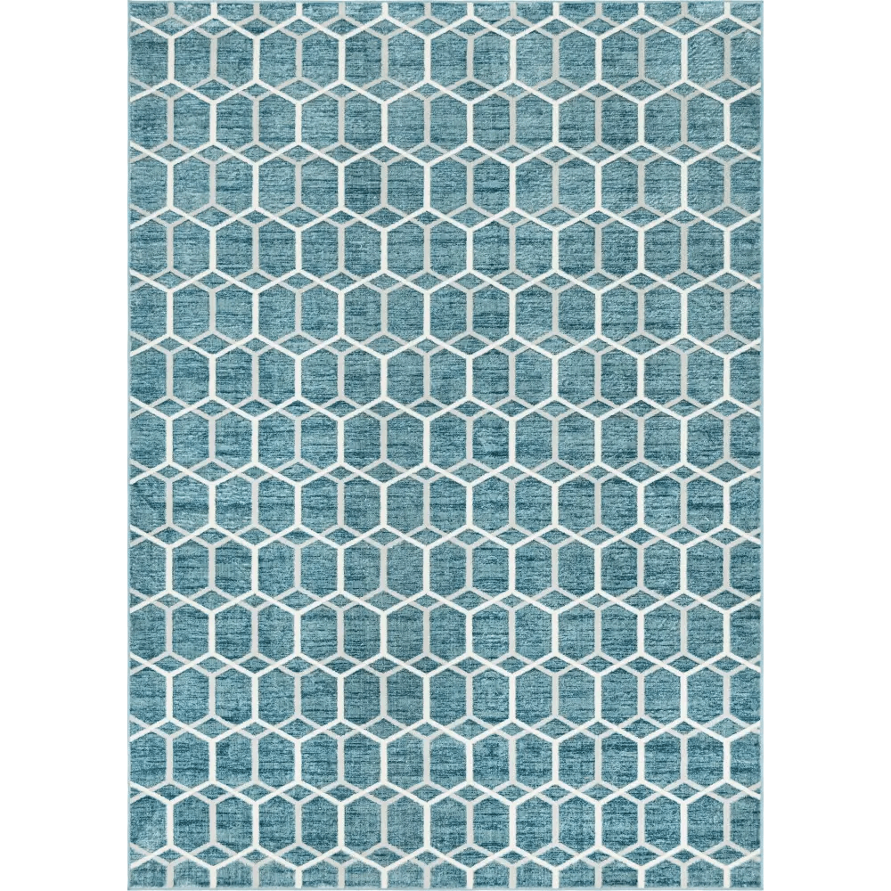 Geometric matrix trellis tile rug