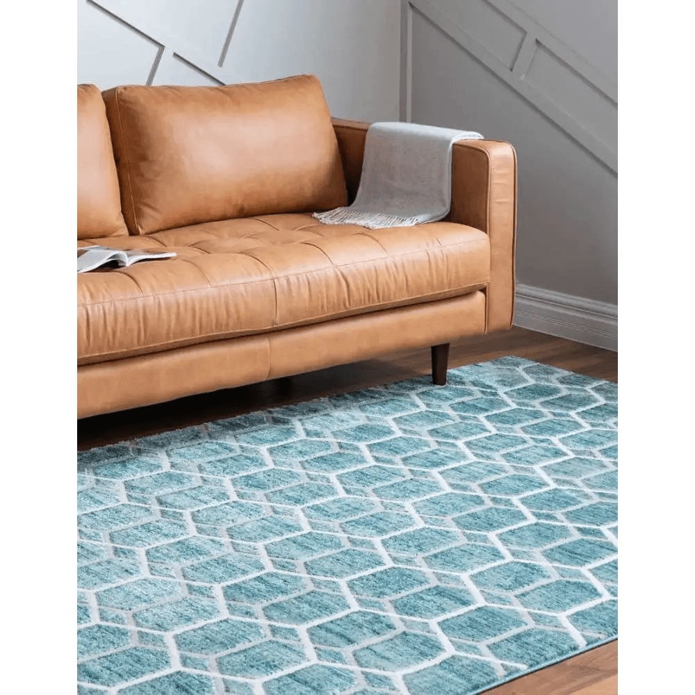 Geometric matrix trellis tile rug