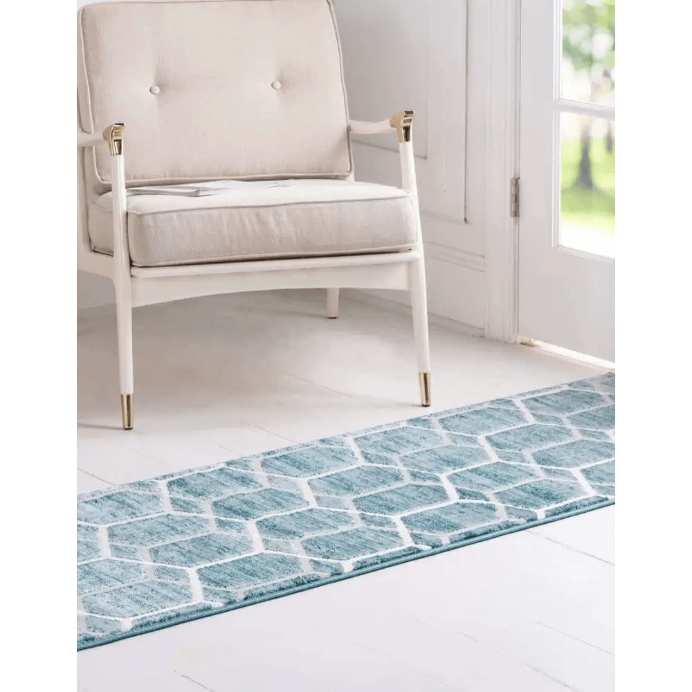 Geometric matrix trellis tile rug