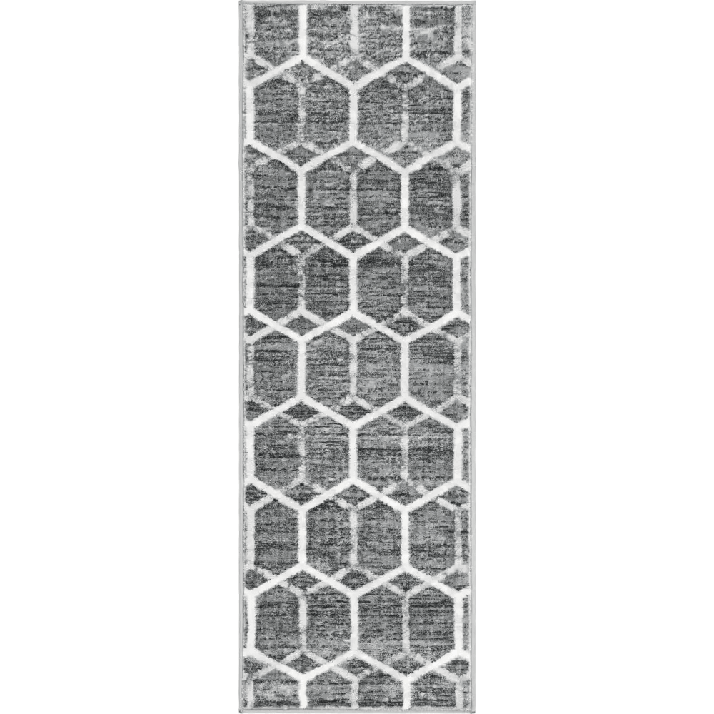 Geometric matrix trellis tile rug