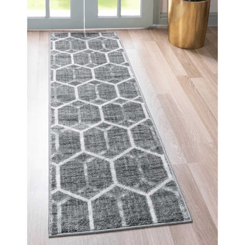 Geometric matrix trellis tile rug