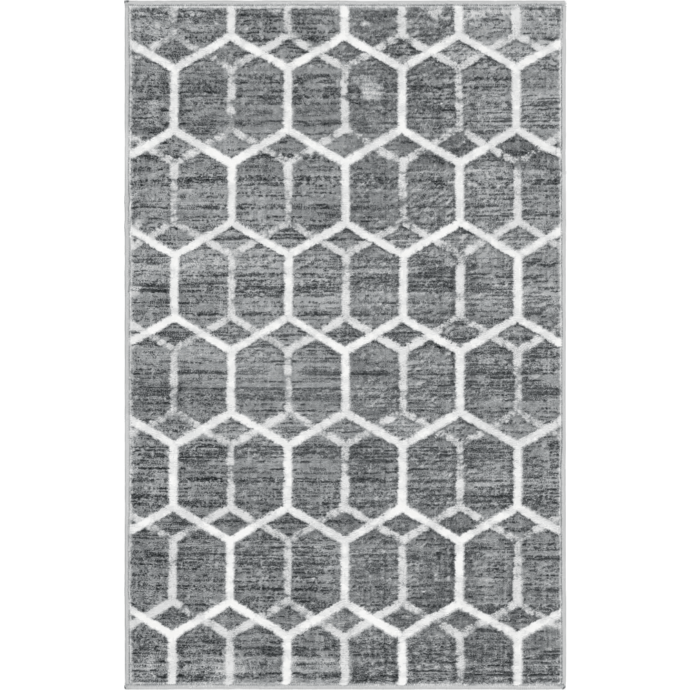 Geometric matrix trellis tile rug