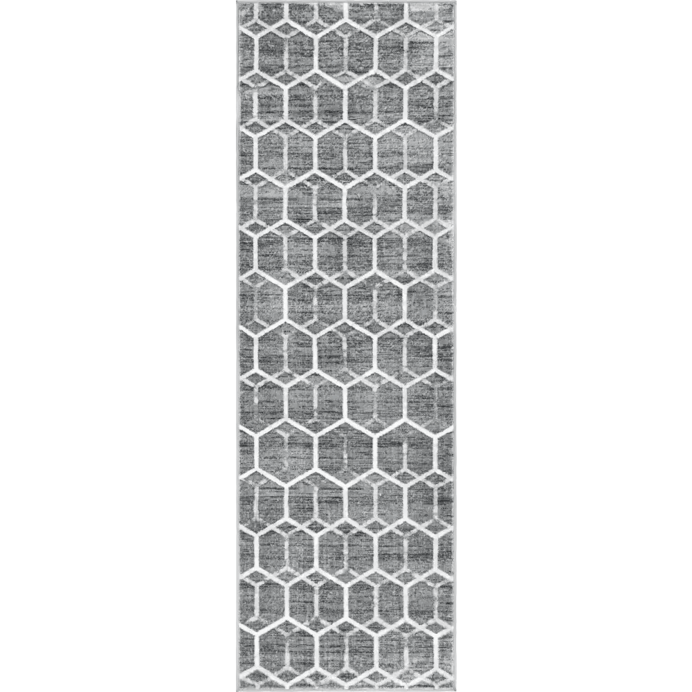 Geometric matrix trellis tile rug