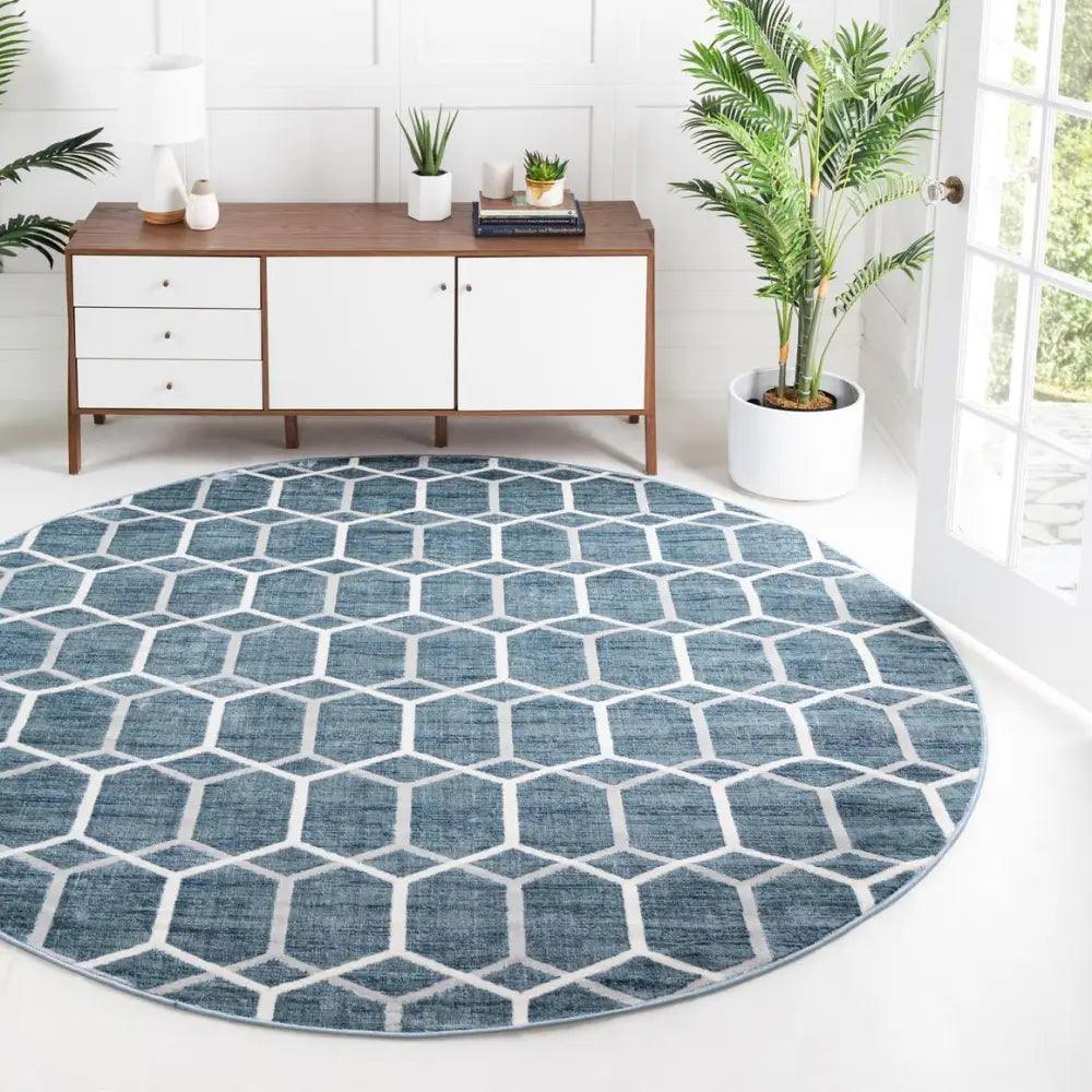 Geometric matrix trellis tile rug