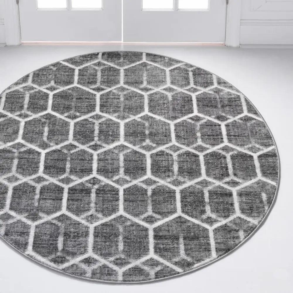 Geometric matrix trellis tile rug