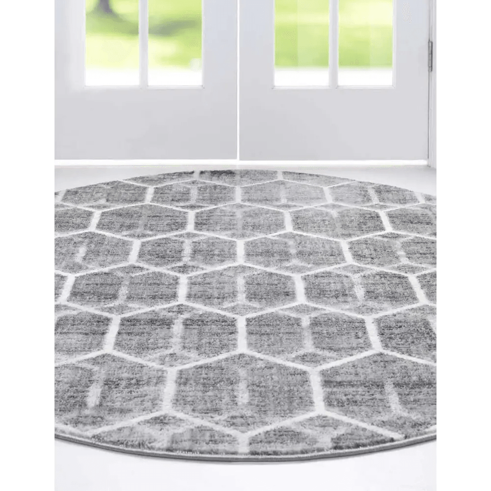 Geometric matrix trellis tile rug