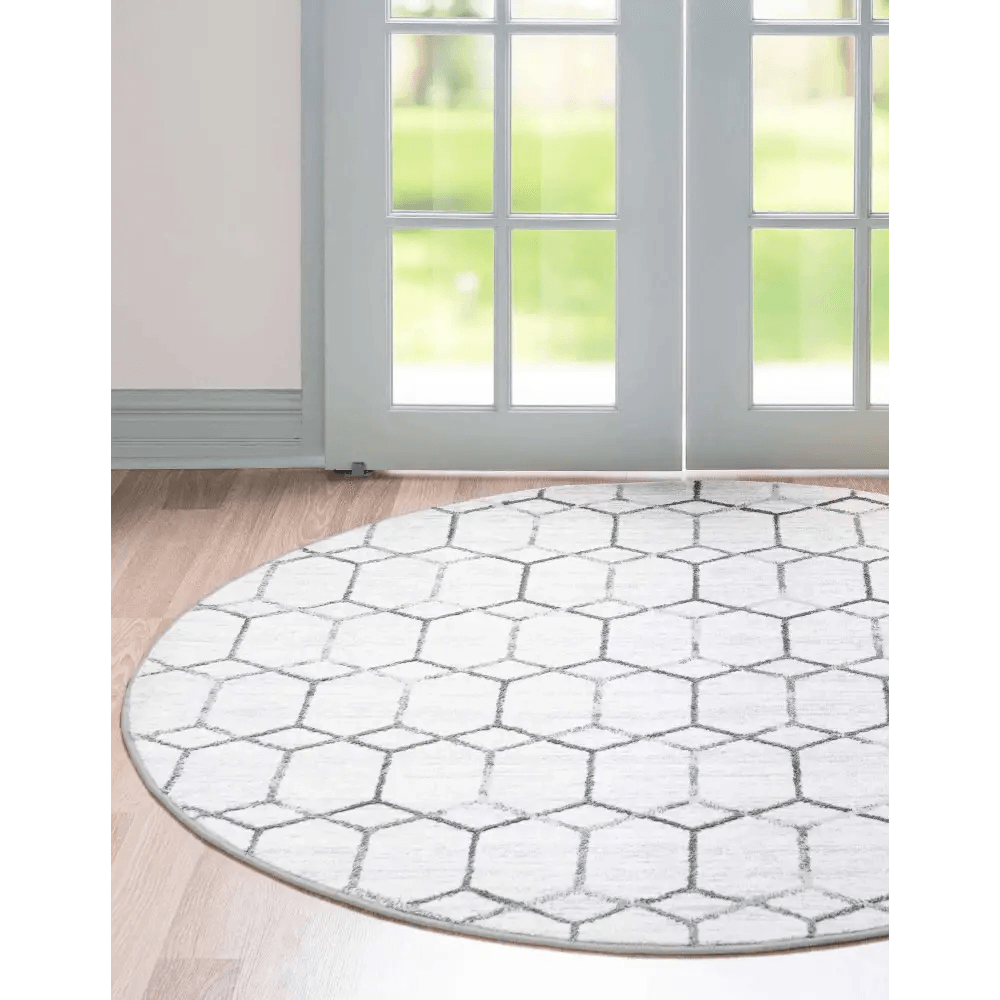 Geometric matrix trellis tile rug