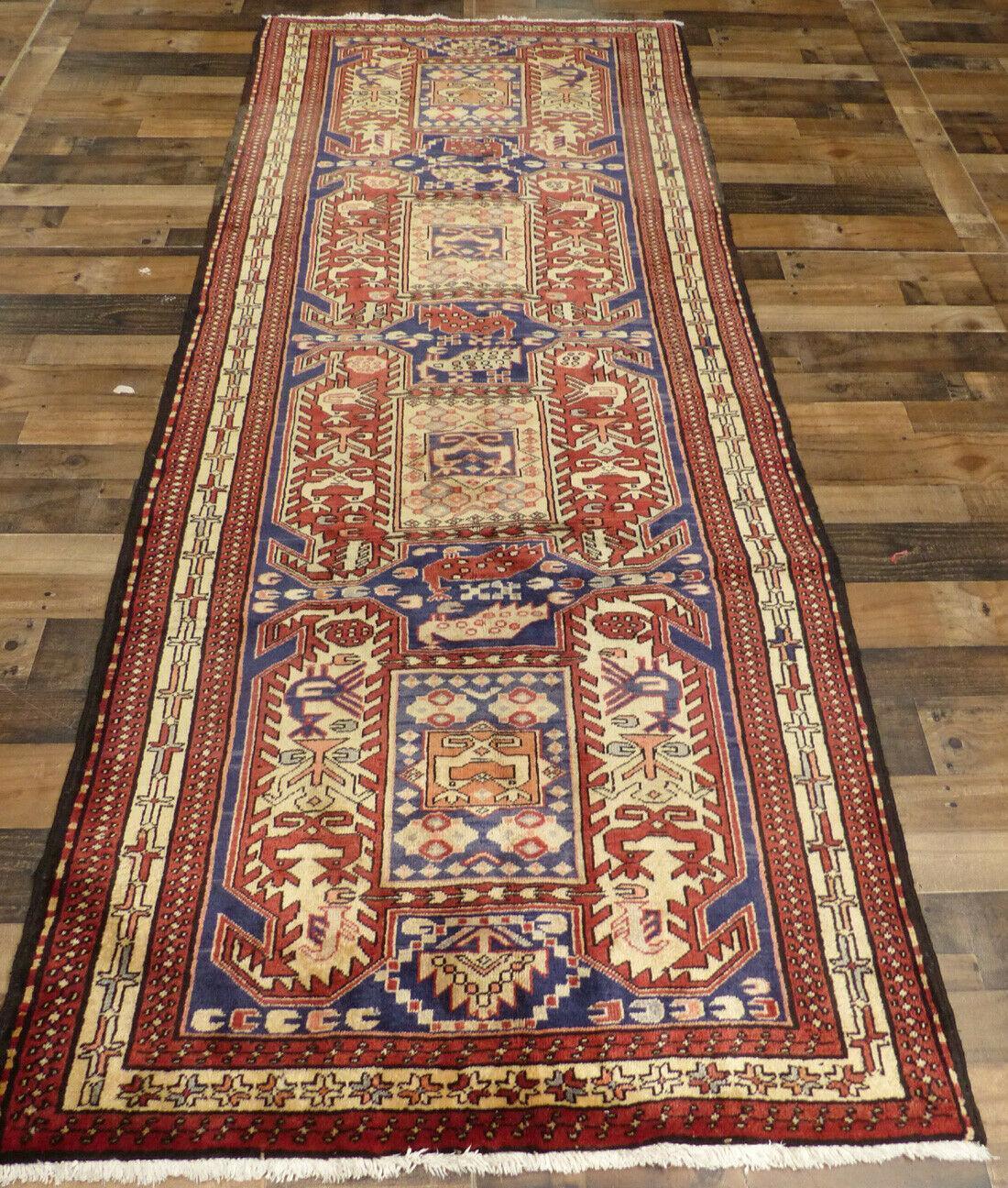 Gorgeous Vintage Hamadan Meshkin Runner Rug Runner 4x10 Ft