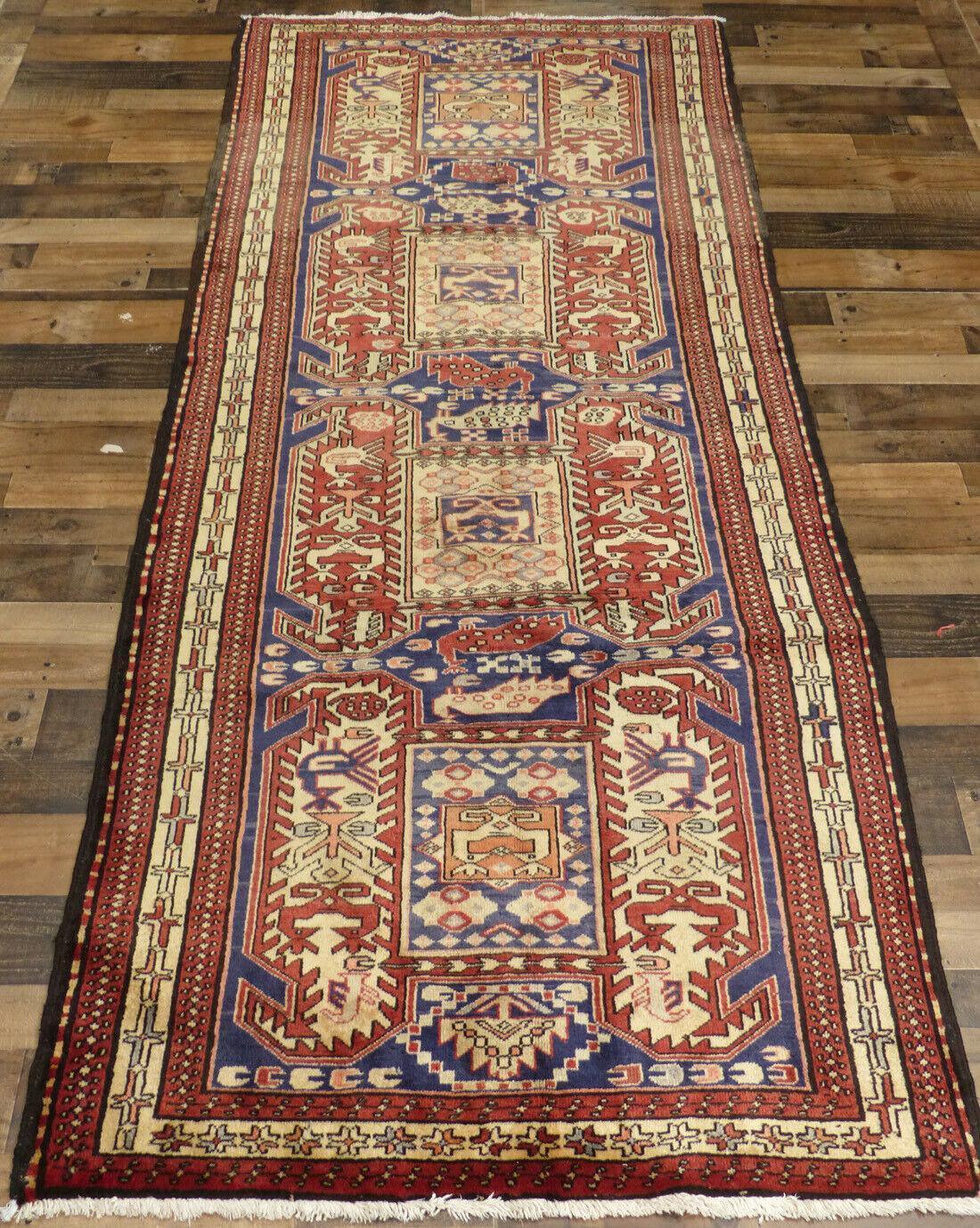 Gorgeous Vintage Hamadan Meshkin Runner Rug Runner 4x10 Ft