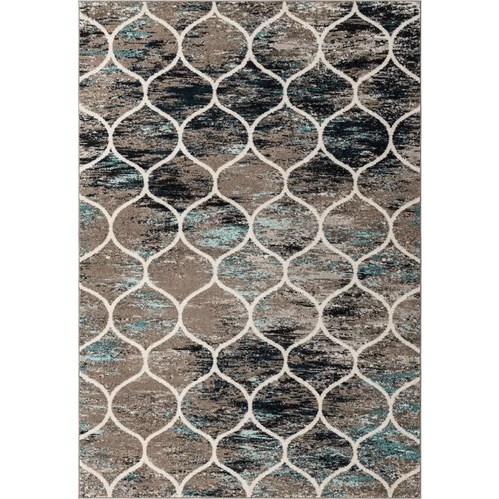 Geometric rounded trellis frieze rug (rectangular)