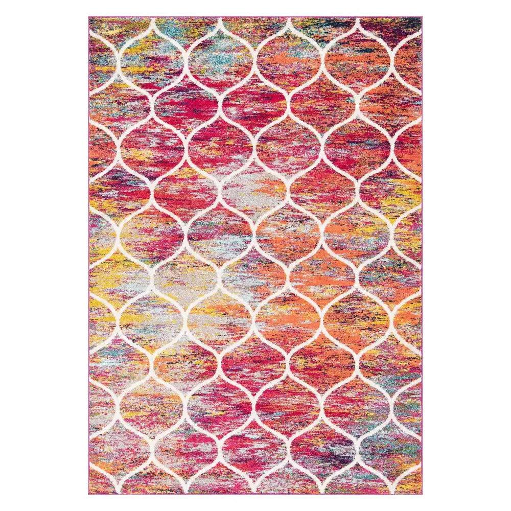 Geometric rounded trellis frieze rug (rectangular)