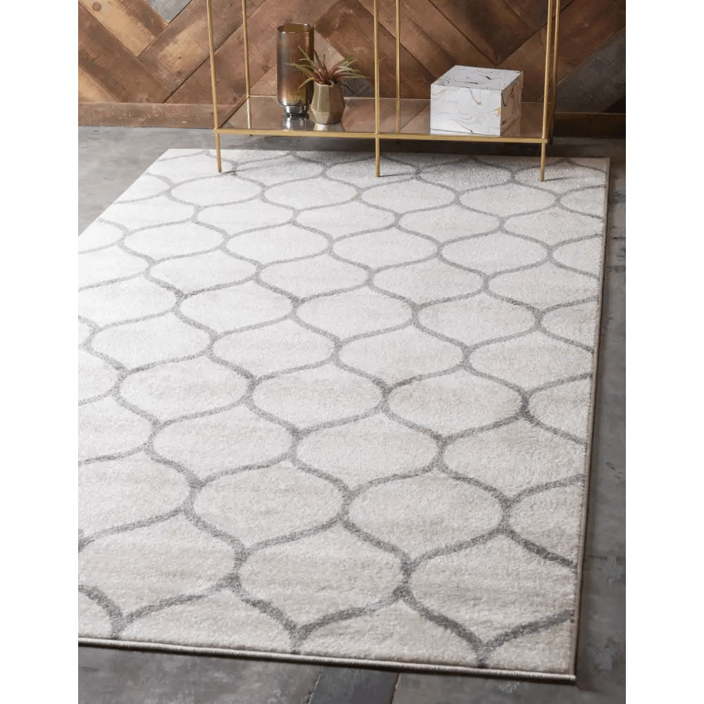 Geometric rounded trellis frieze rug (rectangular)