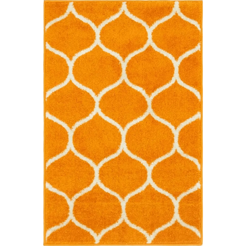 Geometric rounded trellis frieze rug (rectangular)