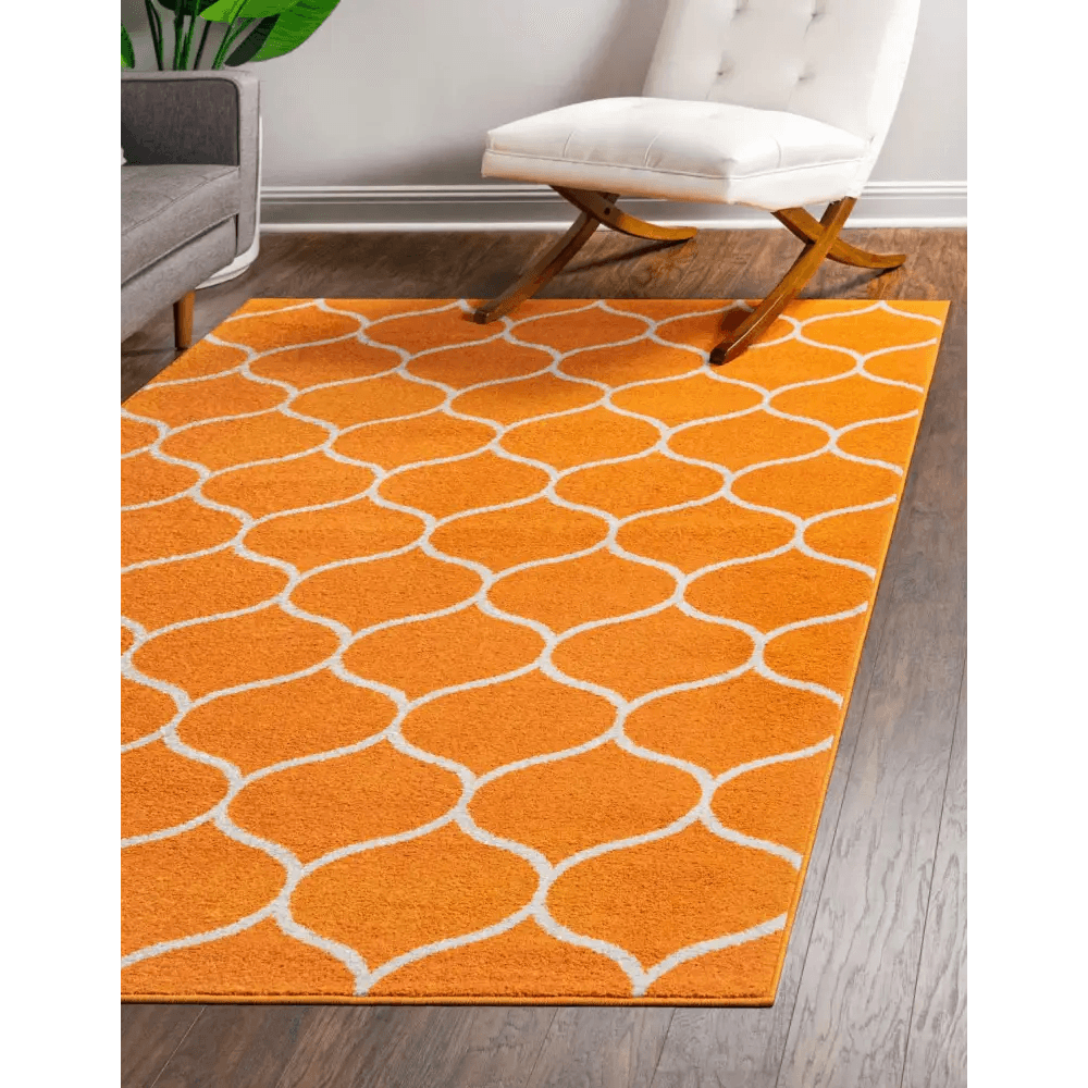 Geometric rounded trellis frieze rug (rectangular)