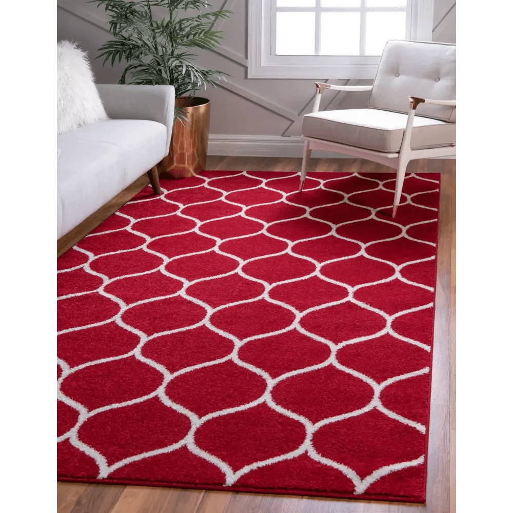 Geometric rounded trellis frieze rug (rectangular)