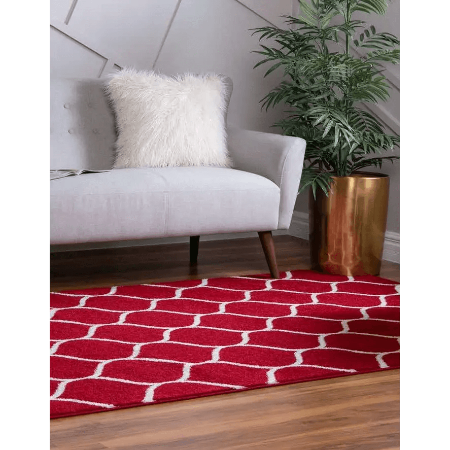 Geometric rounded trellis frieze rug (rectangular)